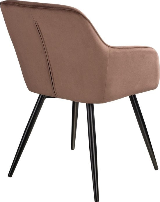 tectake® - Stoel - eetkamerstoel - Marilyn fluweellook zwart/bruin - 403661