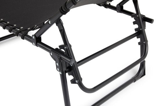 909 OUTDOOR Opvouwbare Ligstoel - Ligbed met Kussen & Verstelbare Rugleuning - Zwarte Tuinstoel voor Tuin en Terras - Relaxstoel tot max. 110 kg - 189 x 59 x 30 cm