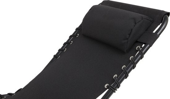 909 OUTDOOR Opvouwbare Ligstoel - Ligbed met Kussen & Verstelbare Rugleuning - Zwarte Tuinstoel voor Tuin en Terras - Relaxstoel tot max. 110 kg - 189 x 59 x 30 cm