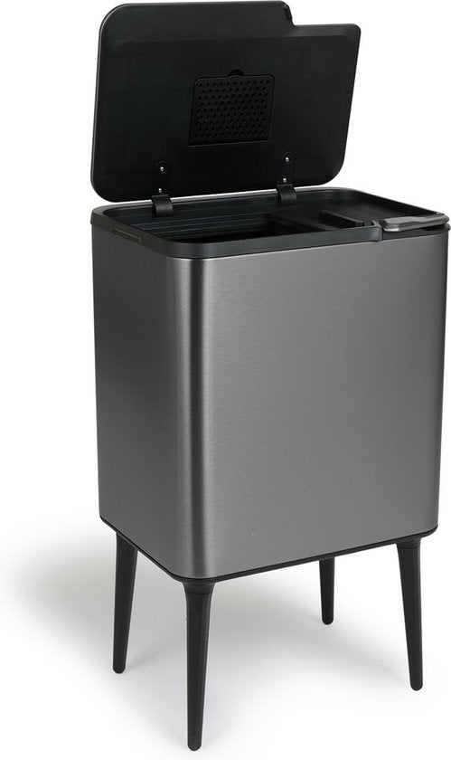 Umuzi Cleaning Push bin Prullenbak - 36 liter - Metaalgrijs - 48 x 38 x 54,5 cm