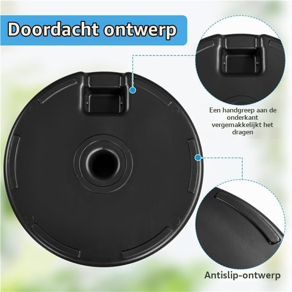 Yaheetech parasolvoet in rotanlook, vulbaar met water of zand – geschikt voor parasolstokken van Ø 38/48 mm – Ø 50 x 30 cm – zwart