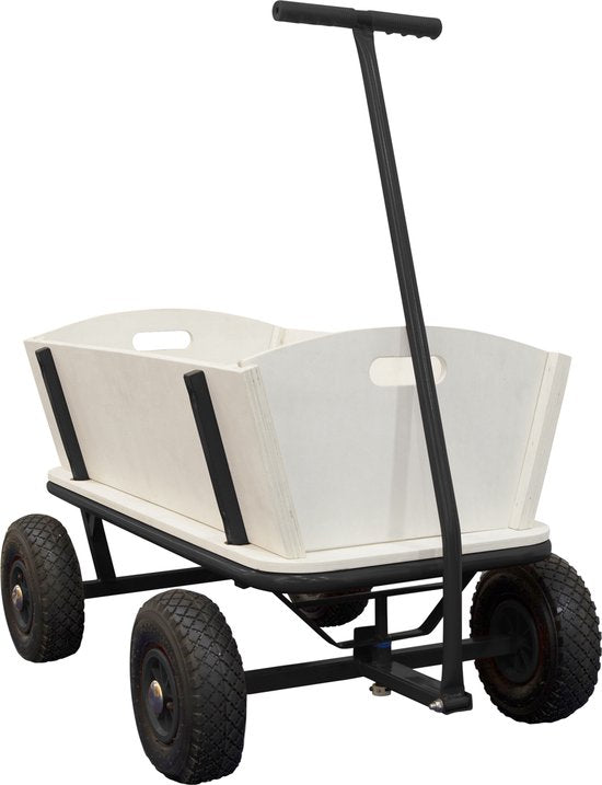 Sunny Billy Beach Wagon Bolderkar Zwart - Blank hout - Bolderwagen met luchtbanden - 94x61x97cm