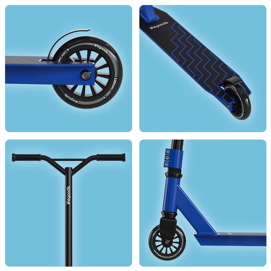 LifeGoods Stuntstep Fly X - 6+ Jaar - Step voor Kinderen - Jongens/Meisjes - 100mm - 100KG - Zwart/Blauw