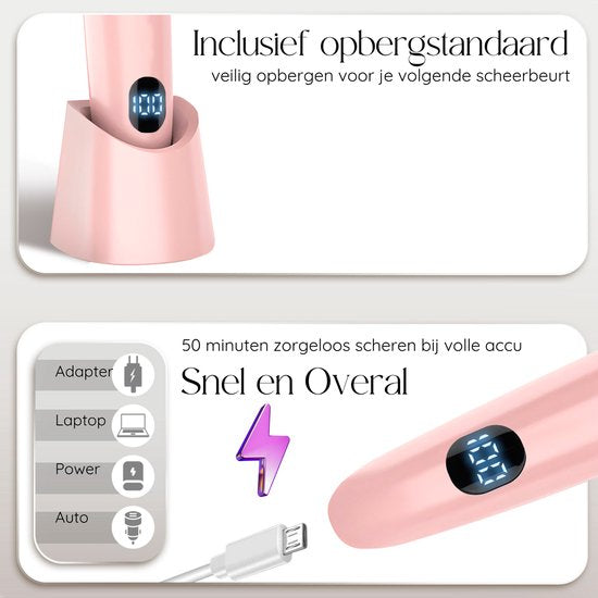 3-in-1 Ladyshave met Display - Gezicht - Oksels - Benen - Bikinilijn - Sansbeauté® - Scheerapparaat Vrouw - Ontharingsapparaat Electrisch Ontharen - Gezichtsontharing Dames - Trimmer Vrouw - Ladyshaves Bikini - USB Oplaadbaar