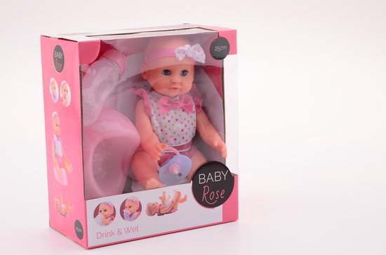 Baby Rose drink- en plaspop 25cm - Babypop