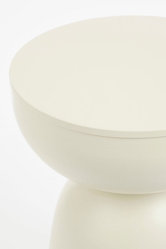 Mica Decorations Elliot Bijzettafel - Bijzettafel Rond H45 x Ø32 cm - Bijzettafeltje voor Woonkamer of Slaapkamer - Ideaal als Plantentafeltje - IJzer met Poedercoating - Off White