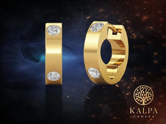Yolora Dames Oorbellen met Kalpa Camaka Kristallen - Goudkleurig - 18K Geelgoud Verguld - Vrouwen Oorringen Goud - Sieraden - Luxe Giftbox - Geschenkdoos - Cadeau doos - Exclusieve Geschenkverpakking - Mooie Cadeauverpakking