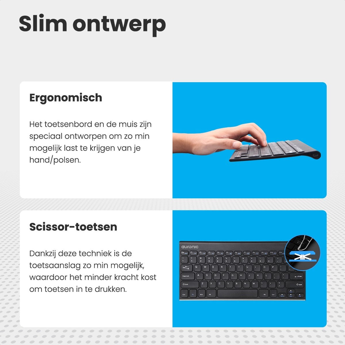 Auronic Draadloos Toetsenbord en Muis - QWERTY - Zwart