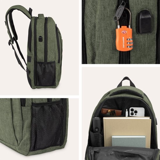 TRVLMORE Rugzak - 28L - 15,6 inch - Laptop Rugtas - Schooltas - Unisex - Spatwaterdicht Groen