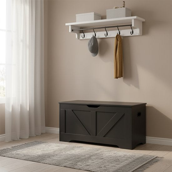 VDD - Opbergkist - Opbergkist hout - Opbergbox - Speelgoedkist - Dekenkist - Opbergkist binnen - zwart - groot - 100 x 40 x 46 cm