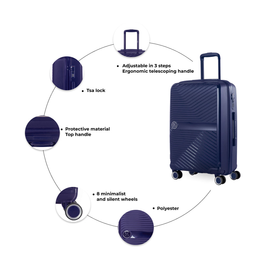 BLAUW MEDIUM HARDE KOFFER (MAAT M)