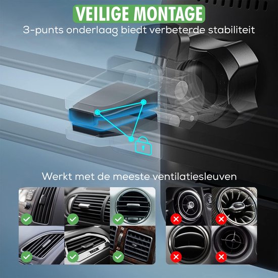 Travelhawk Magsafe Telefoonhouder Auto - Geschikt voor iPhone 11/12/13/14/15 - Draadloze oplader - Telefoonhouders Auto - Magsafe Autohouder -Magnetisch - Dashboard - Zwart