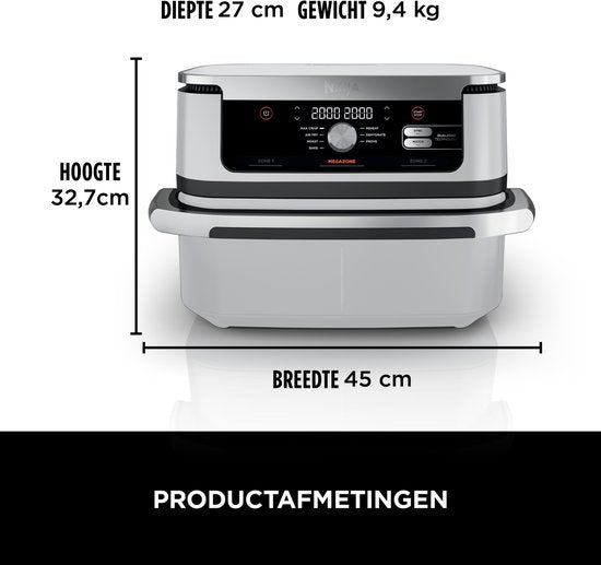 Ninja Foodi FlexDrawer Mega Dubbele Airfryer XXL - 10.4 Liter - Twee Kookvakken of Één MegaZone - Heteluchtfriteuse - Wit - AF500EUWH