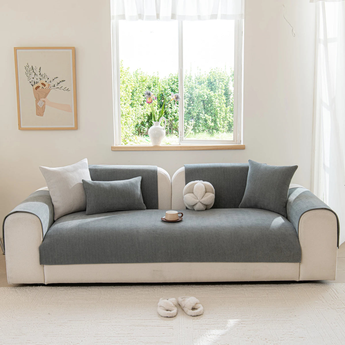 Ochama Sofahoes voor Zitgedeelte - 70 x 120 cm - Polyester - Antislip - Grijs
