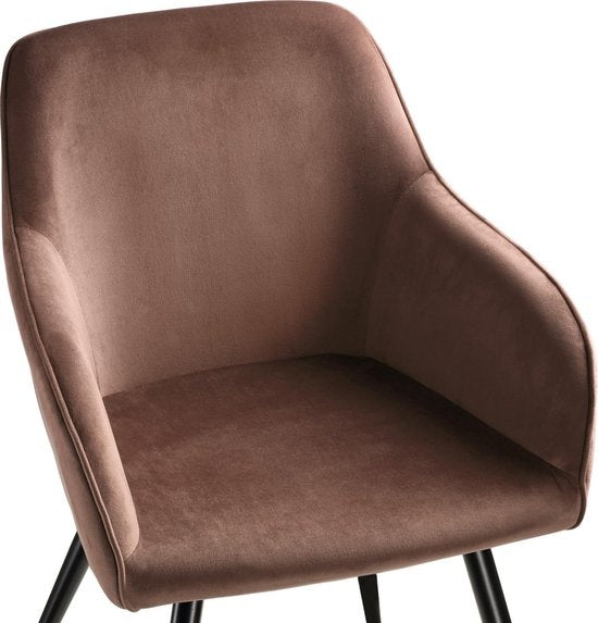 tectake® - Stoel - eetkamerstoel - Marilyn fluweellook zwart/bruin - 403661