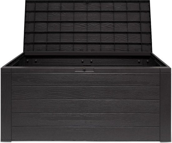 Woody Tuin Opbergbox - 280 liter - 45x120x60 cm - Tuinkussenbox - Antraciet/bruin