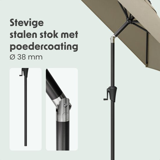 LifeGoods Parasol - Tuin - 210x140cm - 30° Kantelbaar - Waterdicht - UPF50+ - Taupe