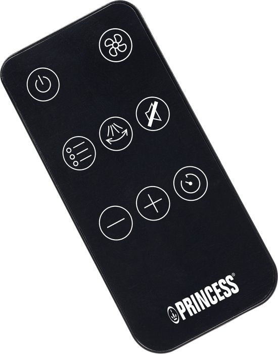 Princess DC Torenventilator 91cm– Extra Stil - 12 snelheden – 4 windmodi – 90° oscillatie – Timer 1-24uur – Met Afstandsbediening – Zwart - 352370