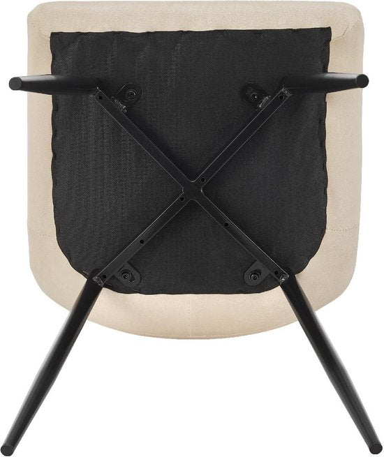 Stalen Eetkamerstoelen Blanca - Set van 2 - Beige - Fluweel