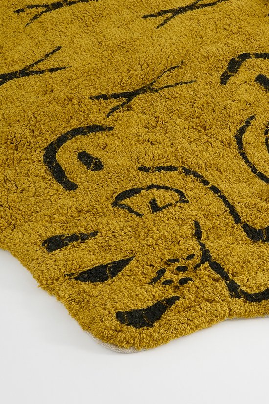Vloerkleed Kinderkamer - Vloerkleed Jungle - Tijger - 180 x 120 cm - Geel