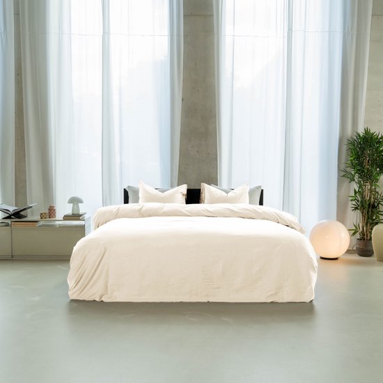 Kayori Emma Dekbedovertrek Katoensatijn - 140x200-220 + 1 sloop - Eenpersoons - Offwhite