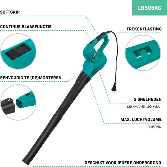 VONROC Bladblazer 650W - bedraad model - 2 Snelheden: 120 km/u - 190 km/u