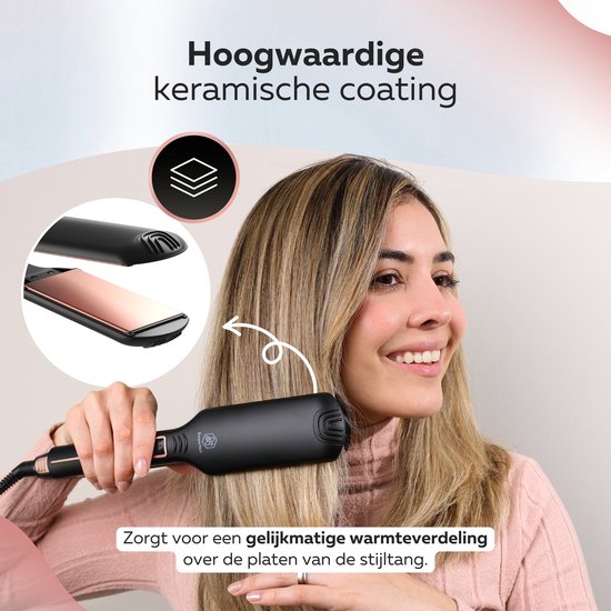 Beeperfect® Stijltang Pro Straight - Stijlen & Krullen - Stijltangen - Hair Straightener - 80℃ t/m 230℃ - Incl. Hittemat