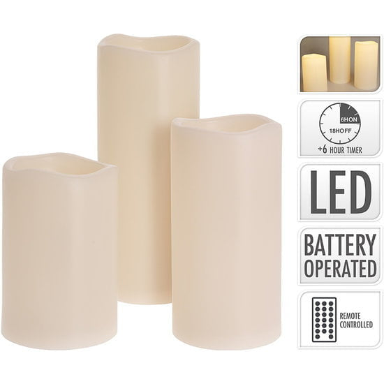 LED kaarsen - 3 stuks - Met timer - Geschikt voor buiten