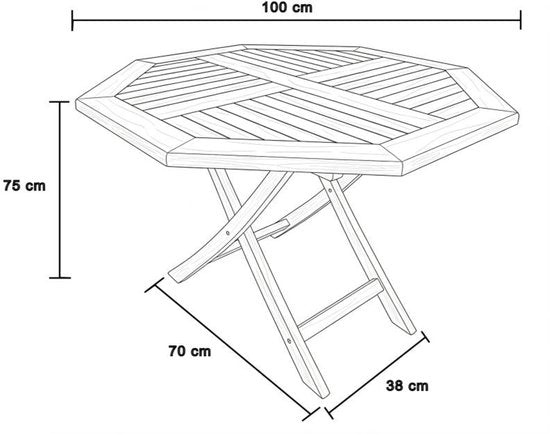 AXI Sana Teak Tuintafel Achtkantig – 100 x 100 x 75 cm – Opklapbaar – Achtkantige Klaptafel – Houten Tuintafel - Bruin – Voor 4 Personen - Voor Tuin, Terras en Balkon