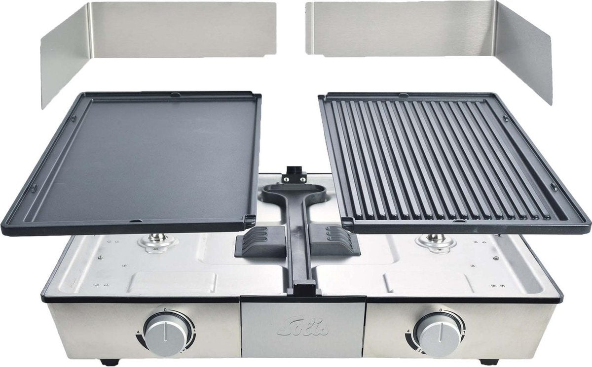 Solis Deli Grill 7951 Grill Apparaat - Bakplaat Electrisch - Grillplaat RVS - Xylan Anti-Aanbaklaag - Zilver/Zwart