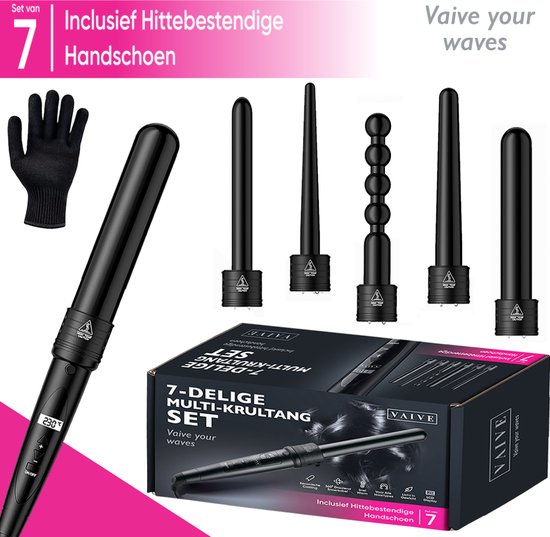 VAIVE Krultang met 6 Opzetstukken - Haarkruller - Krultangen - Curling iron - 32mm - 19 mm - 25mm