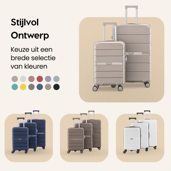 SKYCASES Urban Adventurer - Kofferset - 3-delig - Cijferslot - 232L - Spinner wielen - Reiskoffer met Kofferslot - Lichtgewicht - Beige