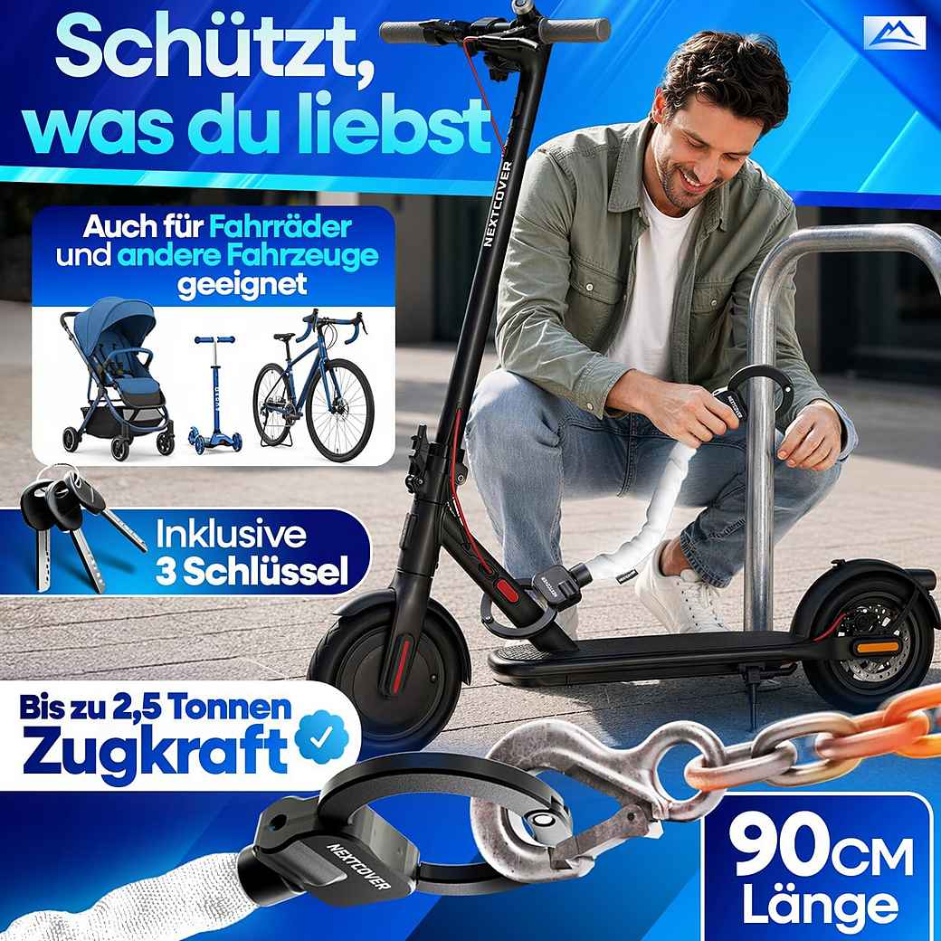 NEXTCOVER E-Scooter Slot - Kettingslot - 90 cm - Steel-Secure - 3 Sleutels