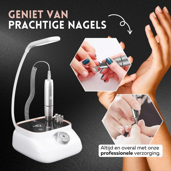 Beeperfect® Elektrische Nagelvijl Desktop Edition - Nagelfrees - Manicure en Pedicure set - 40.000RPM - Draadloos & Oplaadbaar - 11 Bitjes 3 Accessoires & 56 Schuurrolletjes - Rose Goud