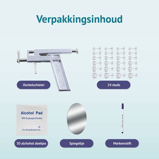 Oorbel schieter set - Metaal - Incl. Studs - Piercing - Kit - Gun - Oorpiercing - Pistool - Naald - Gaatjes schieter - Tang