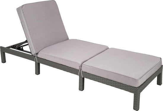 TecTake Wicker ligstoel grijs - Wicker- ligbed voor tuin - 402308