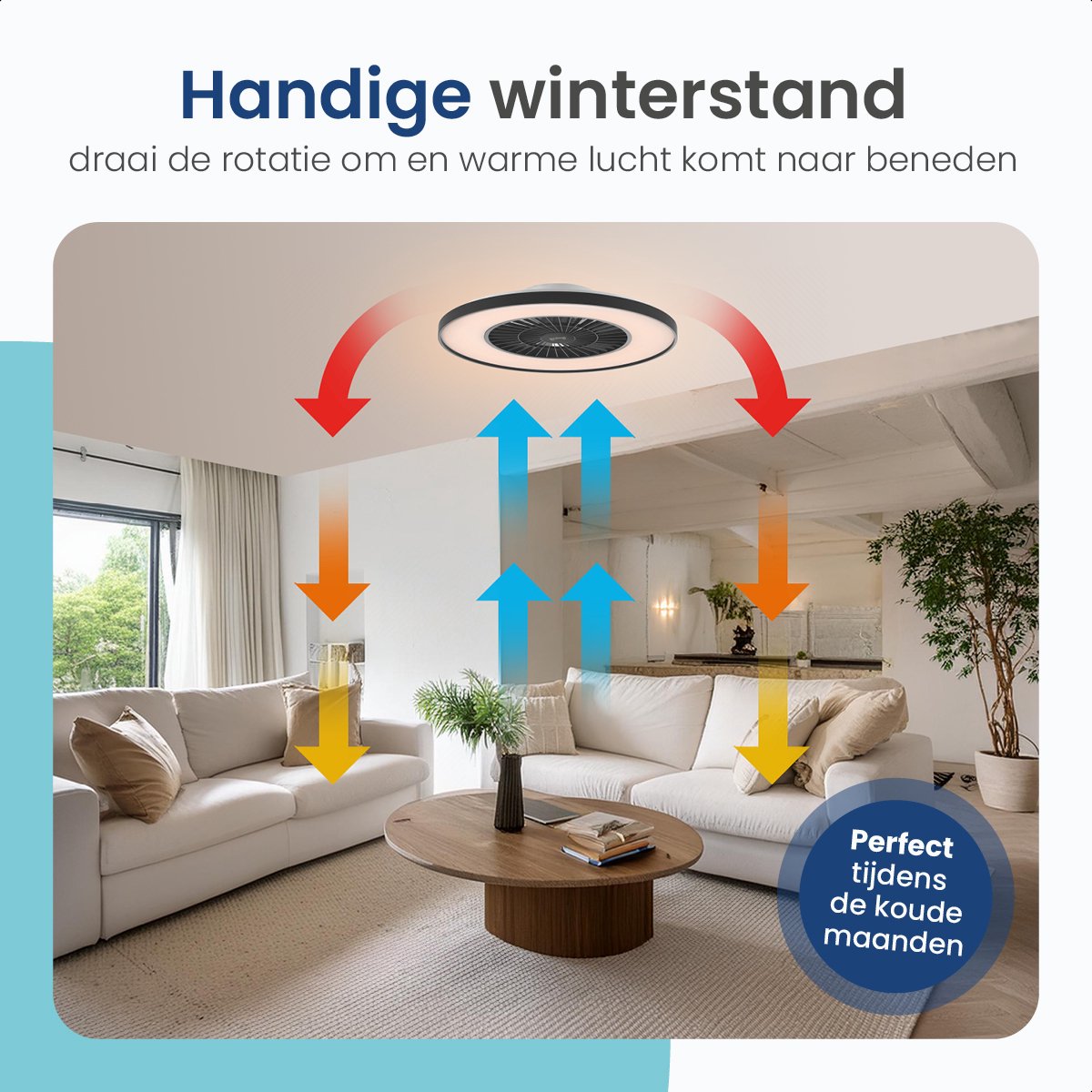 Gologi Plafondventilator met Verlichting - Ø60 cm - LED RGBW - 6 Standen - Plafondlamp Slaapkamer - Met Afstandbediening en App - Zwart