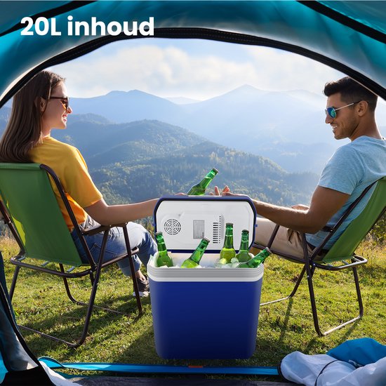 Auronic Koelbox Elektrisch 12V en 230 volt - Coolbox - Auto - Koelen en Verwarmen - 20L - Frigobox - Blauw