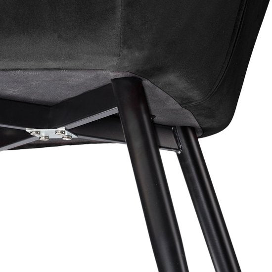 tectake® - Stoel - eetkamerstoel - Marilyn fluweellook zwart - 403663