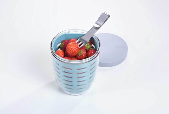 Mepal - Ellipse fruit & veggie pot - 600 ml - Incl. vorkje - Nordic blue