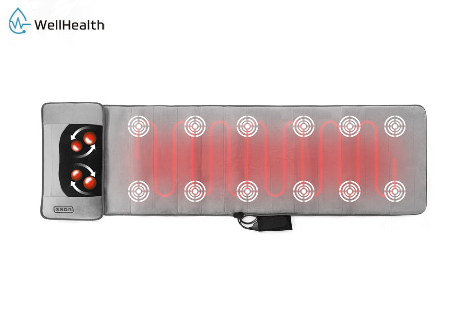 Wellhealth Massagematras – 9 Standen – 6000 RPM – 12V – 167,5 x 51 cm – Grijs