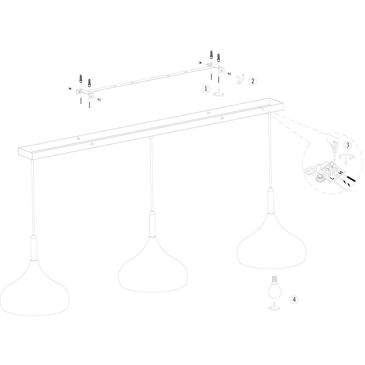 Mexlite - hanglamp - Bjorr - wit - hout metaal - grote eettafellamp - E27 - 3099W