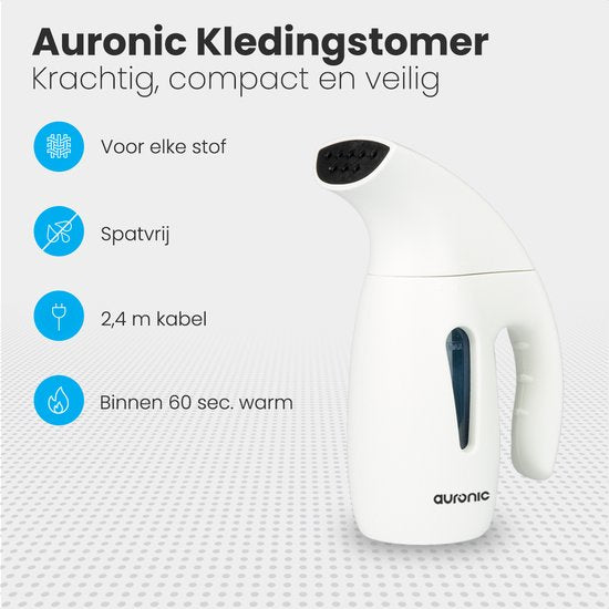 Auronic Kledingstomer - Stoomapparaat - Handstomer voor Kleding en Meubilair - 180ml - Steamer - Wit