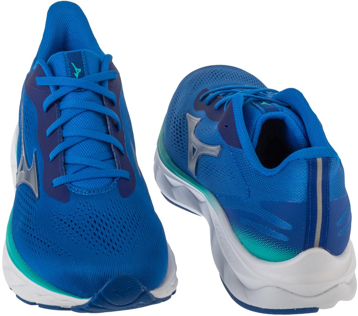 Mizuno Wave Serene 2 Hardloopschoenen Heren - Estate Blue/Silver/LightYellow - Maat 44.5