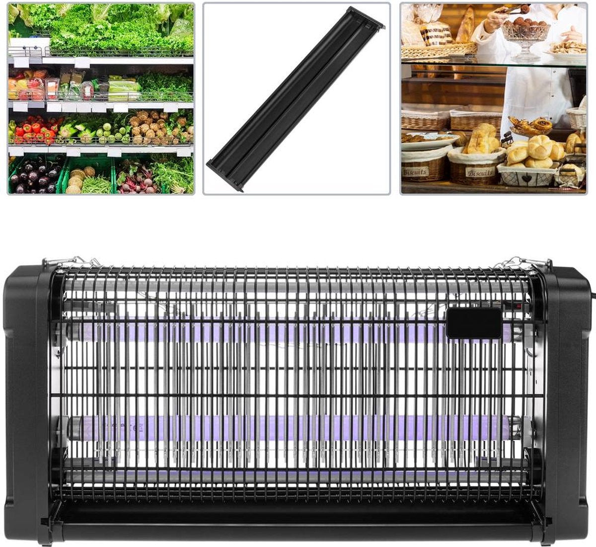 Perel Insectenverdelger, elektrisch, spanningsrooster 2800 V, uitneembare opvangbak, 150 m², zwart