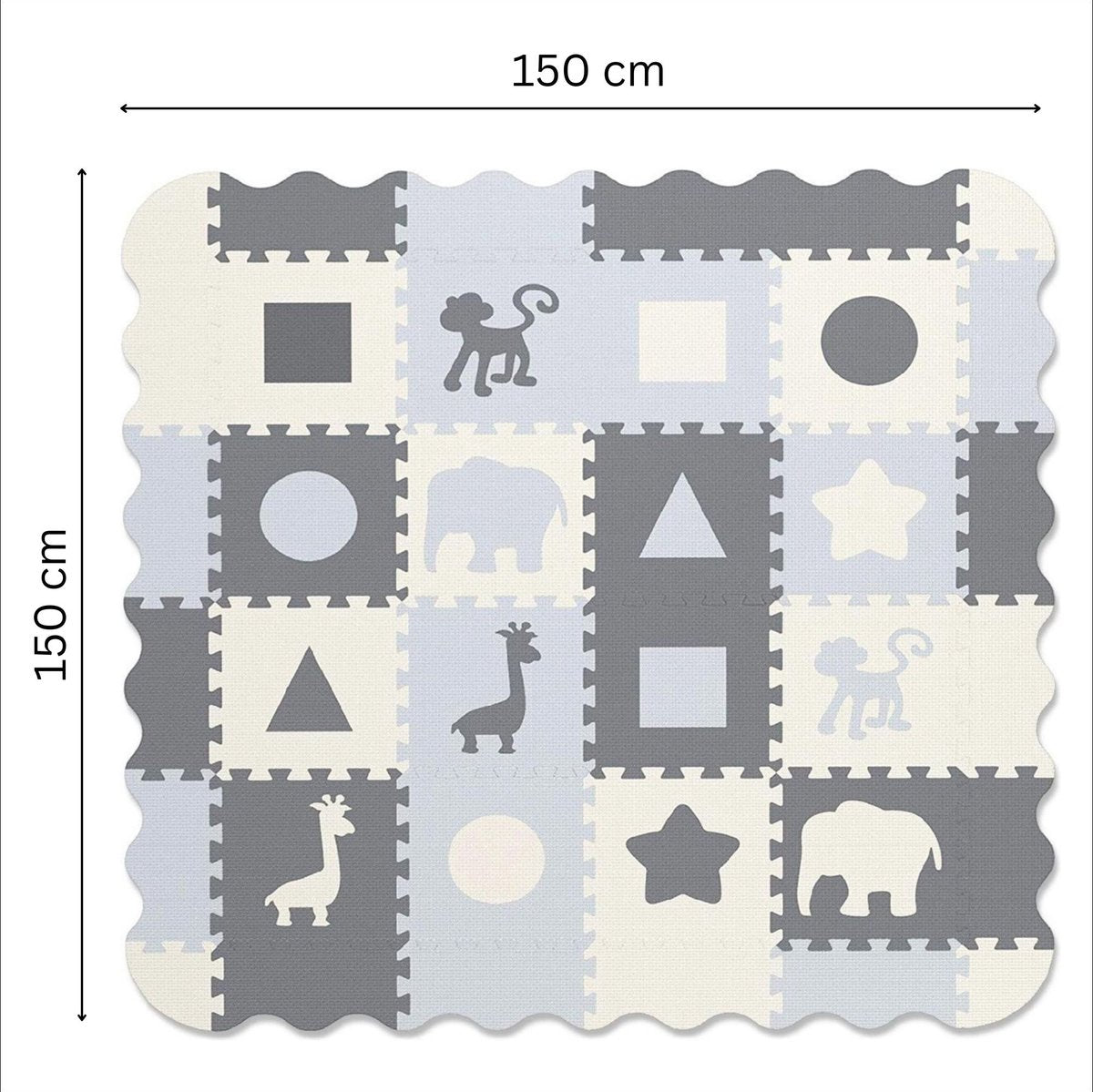 GIZMO Speelmat XL – EVA Foam - Opstaande Rand – Veilig - Comfortabel – 150x150x1.5 cm