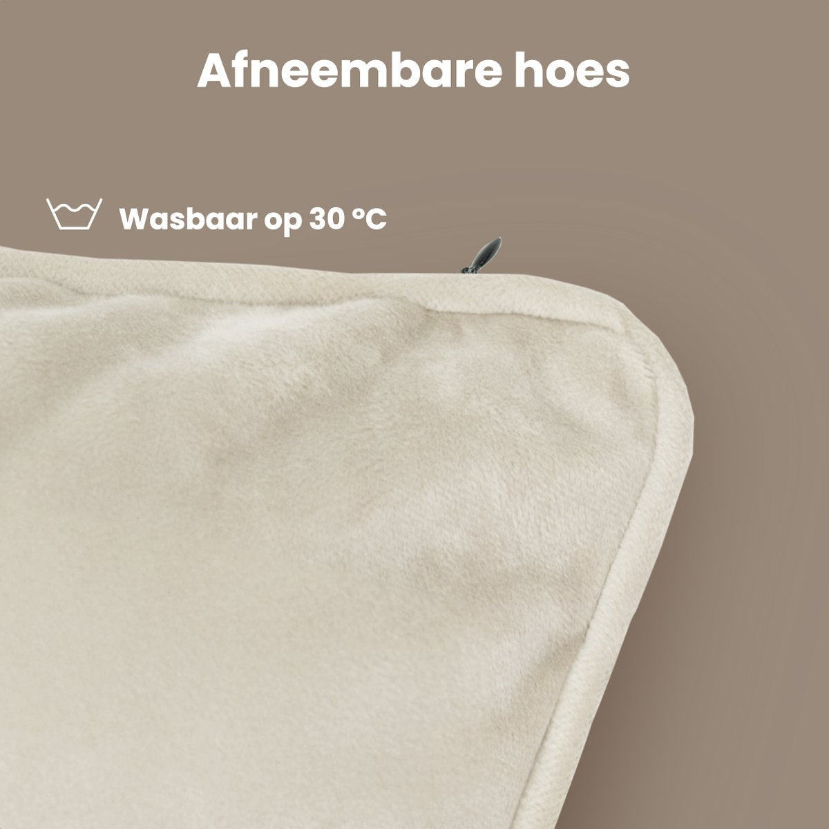 Auronic Draadloos Warmtekussen – Velvet 45x45 cm | Oplaadbaar & Elektrisch | Infrarood Verwarming | 3 Warmtestanden | Taupe