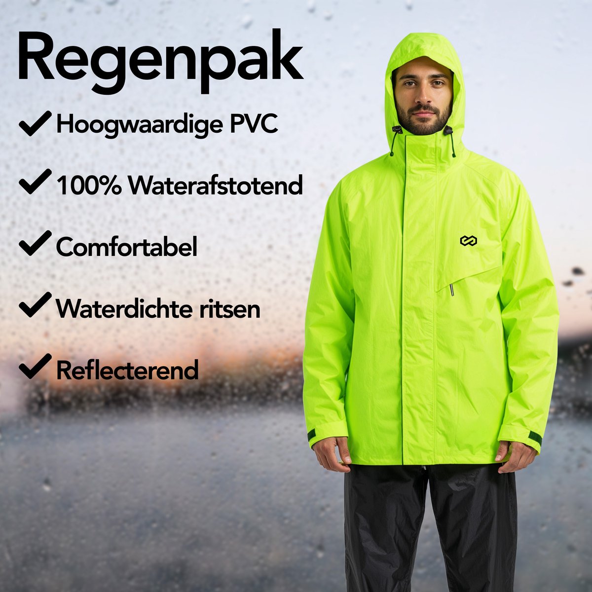 Infinity Goods Regenpak Nikki - Waterdicht & Ademend - Reflecterend - 2-delig Regenpak - Unisex - Fluo Geel - Maat XL