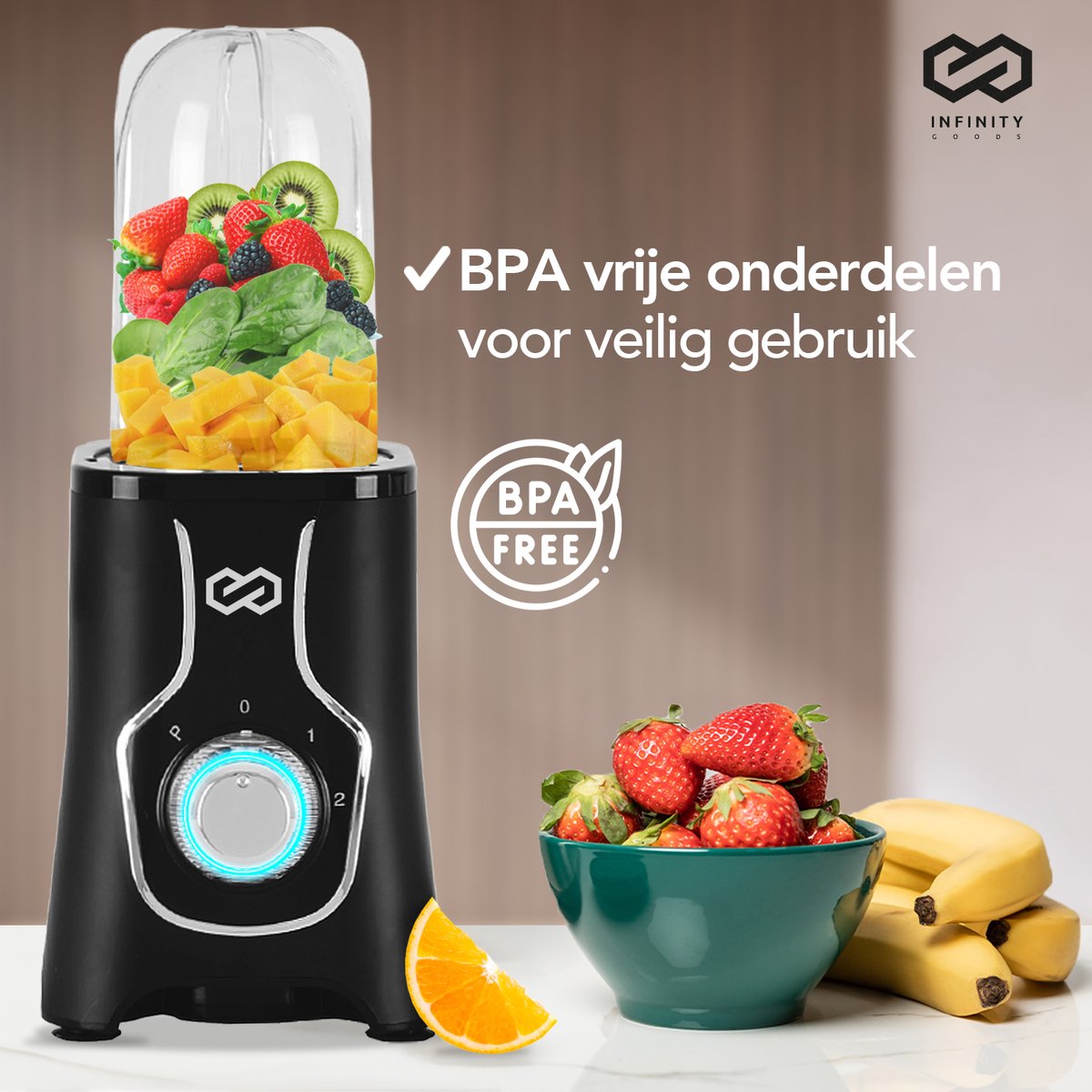 Infinity Goods Blender - 3 in 1 - 14 Delige Set - 400W - Zwart
