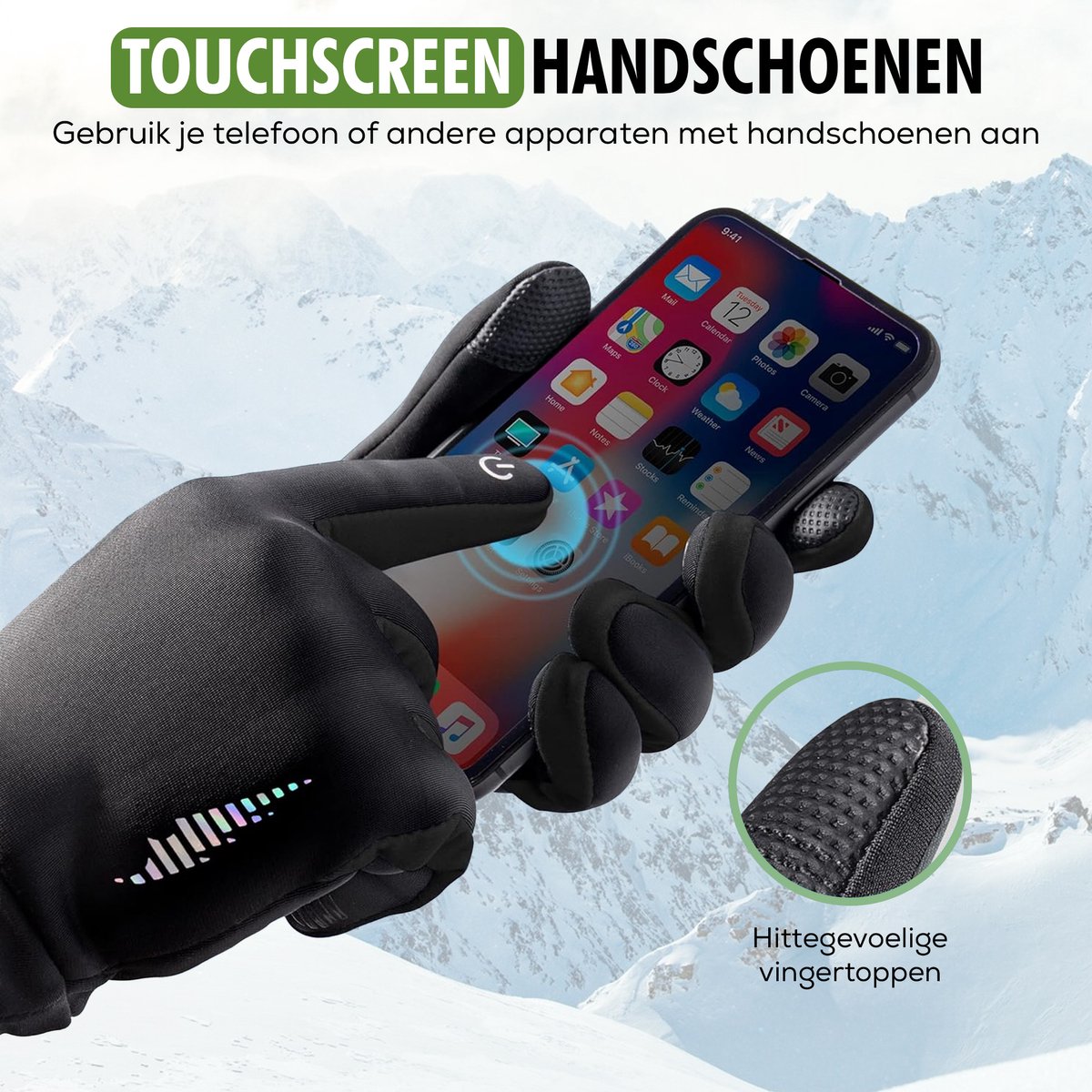 Travelhawk Winterhandschoenen - XL - Spatwaterdicht - Fiets & Scooter - Thermisch - Zwart